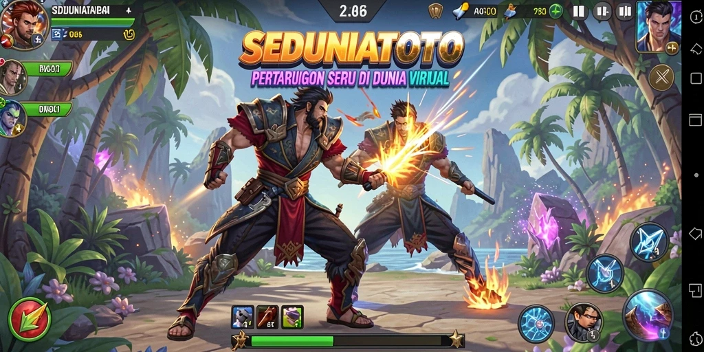 Tangkapan layar yang menunjukkan pertarungan intens di SEDUNIATOTO.