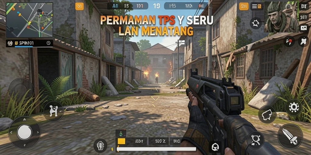 Tampilan gameplay SPIN101 yang mendebarkan dan strategis di medan perang.