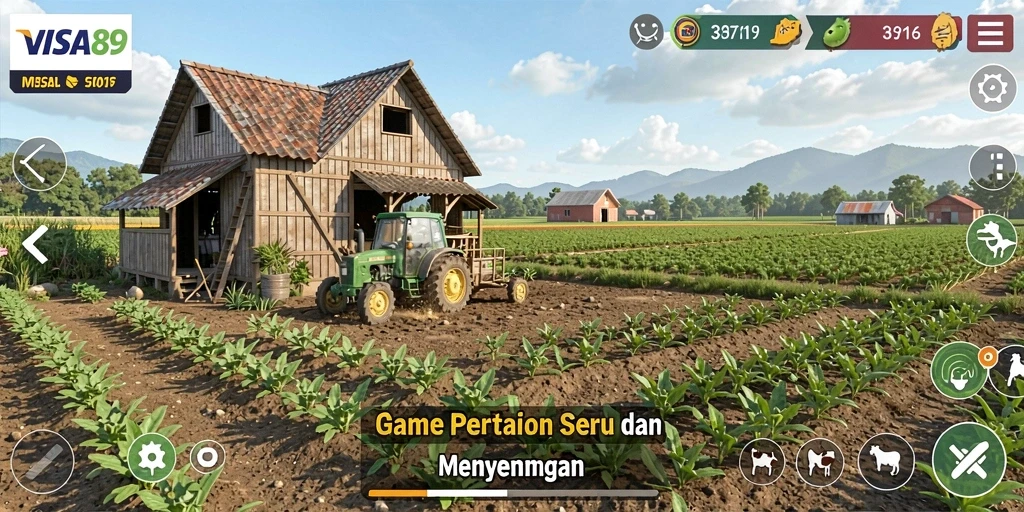 Penggambaran gameplay menarik dalam pertanian yang penuh warna.